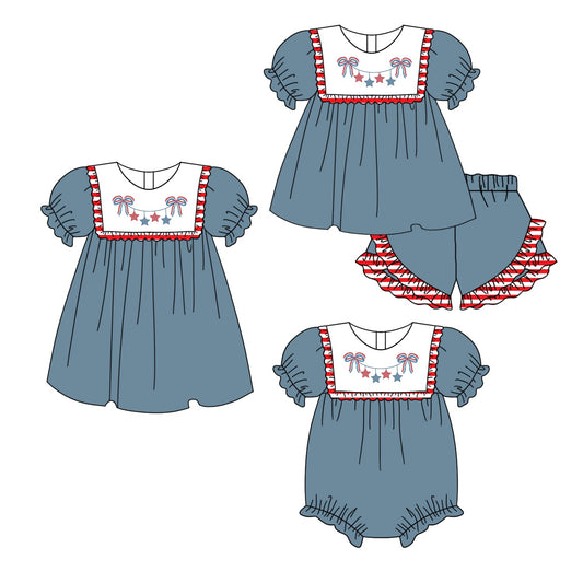 Baby Girl Bows Stars Sibling Romper Dress Set ( Moq 5 Each Style ) 1.23