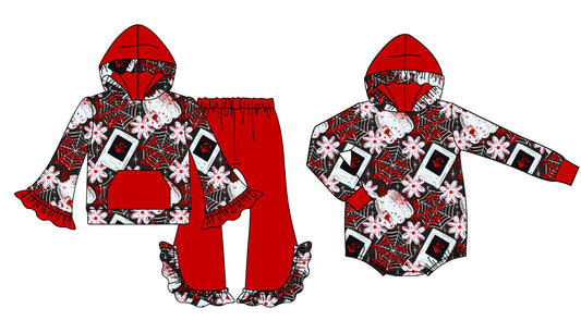 ( Moq 5 Each Style ) Baby Girl Toddler Halloween Pumpkins Flower Sibling Romper Set