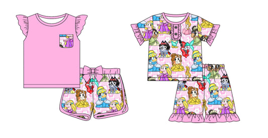 Baby Girl Short Sleeves Princess Dogs Sibling Set ( Moq 5 Each Style ) 12.24
