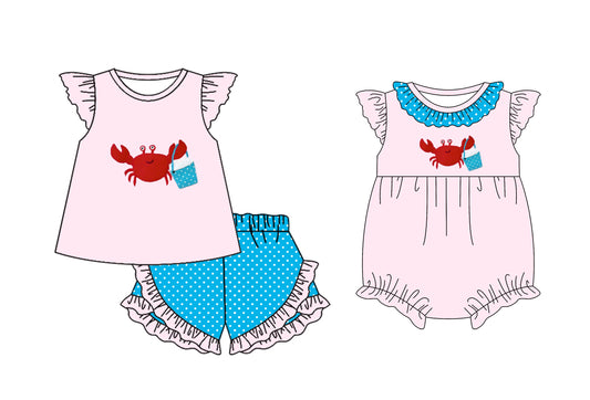 Baby Girl Crabs Beach Sibling Romper Set ( Moq 5 Each Style ) 1.13