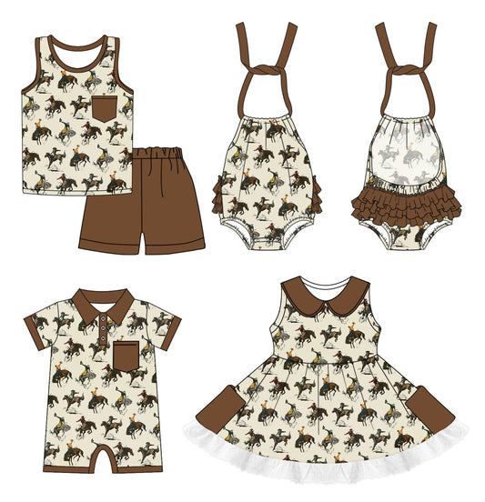 Baby Boy Girl Western Rodeo Sibling Romper Dress Set ( Moq 5 Each Style ) 1.3
