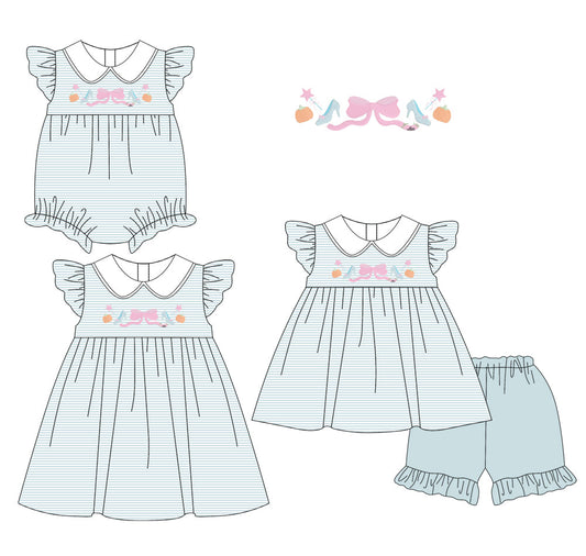 Baby Girl Bows Pumpkin Stripes Sibling Romper Dress Set ( Moq 5 Each Style ) 1.16