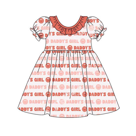 Baby Kids Valentines Daddy's Girl Short Sleeves Knee Length Dress Moq 5