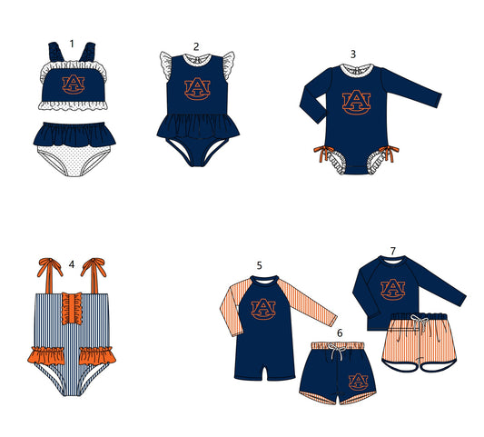 ( Moq 5 Each Style ) Baby Boys Girls Kids Team Sibling Navy Jumpsuits Sets Swimsuits