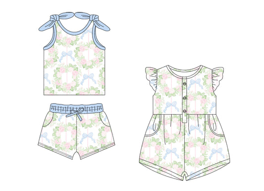 Baby Girl Flower Bows Straps Sibling Jumpsuit Set ( Moq 5 Each Style ) 1.18