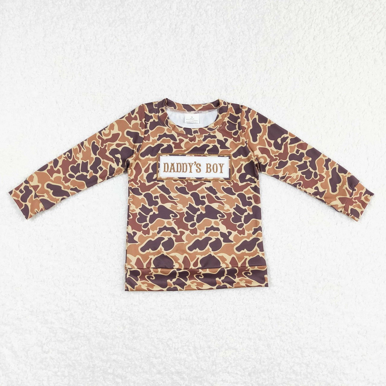 BT0477 Baby Kids Long Sleeves Daddy's Boy Embroidery Camo Shirt Tops
