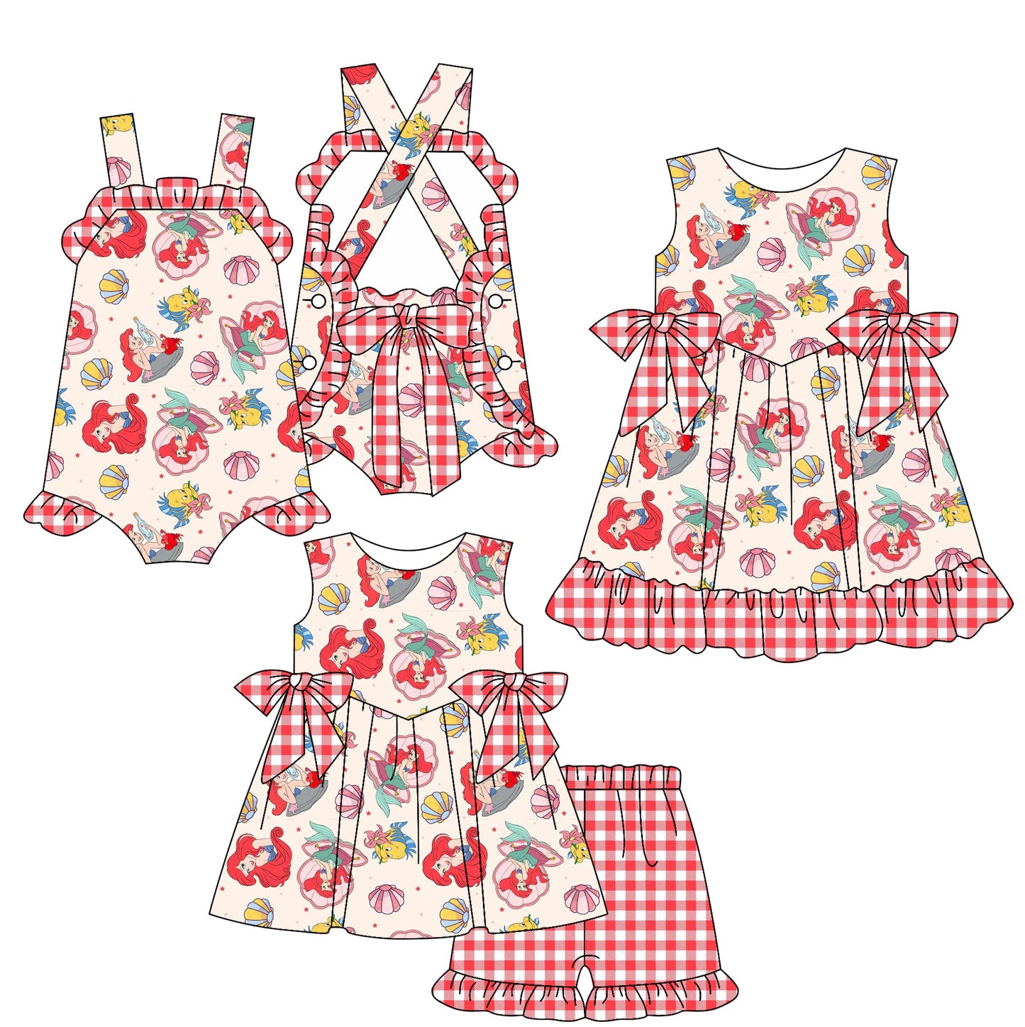 Baby Girl Straps Princess Bows Sibling Romper Dress Set ( Moq 5 Each Style ) 2.17