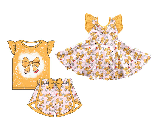 Baby Boy Girl Back To School Pencil Bows Sibling Dress Clothes Set ( Moq 5 Each style ) 11.30