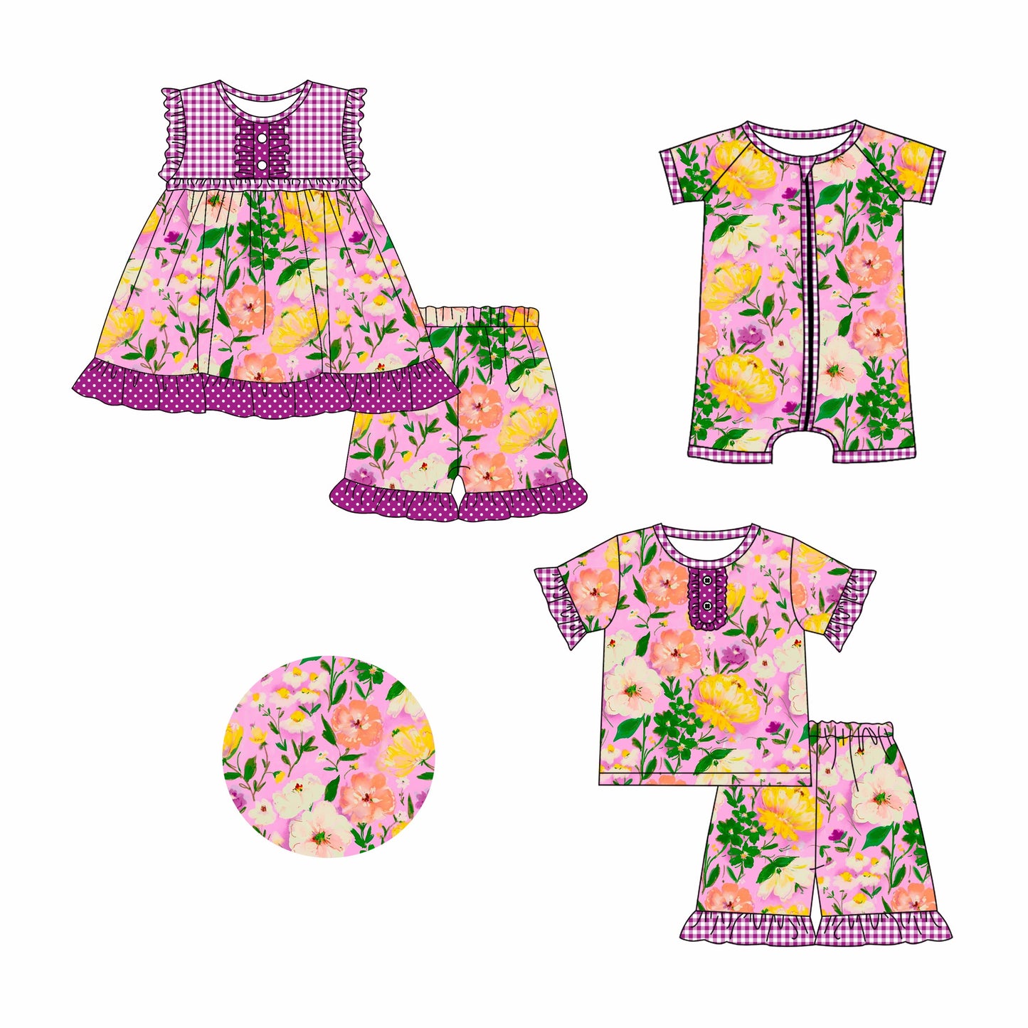 Baby Girl Chicken Flower Sibling Romper Dress Set ( Moq 5 Each Style ) 2.26