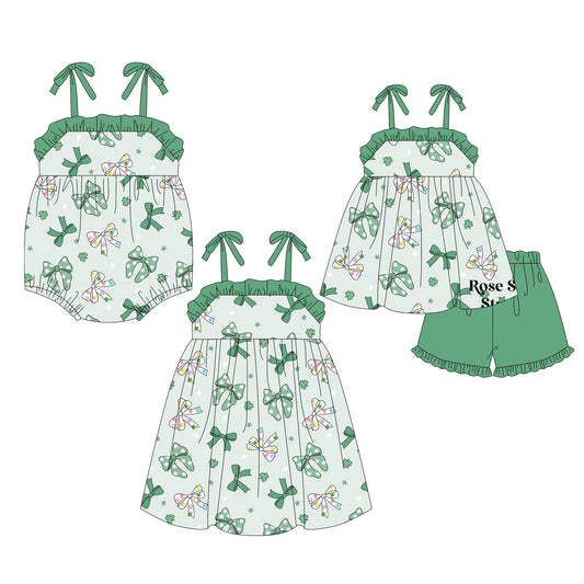 Baby Girl St Patrick Green Sibling Dress Romper Clothes Set ( Moq 5 Each Design ) 12.7