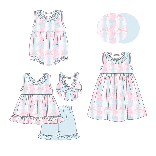 Baby Girl Ruffle Flower Bows Sibling Romper Dress Set ( Moq 5 Each Style ) 3.6