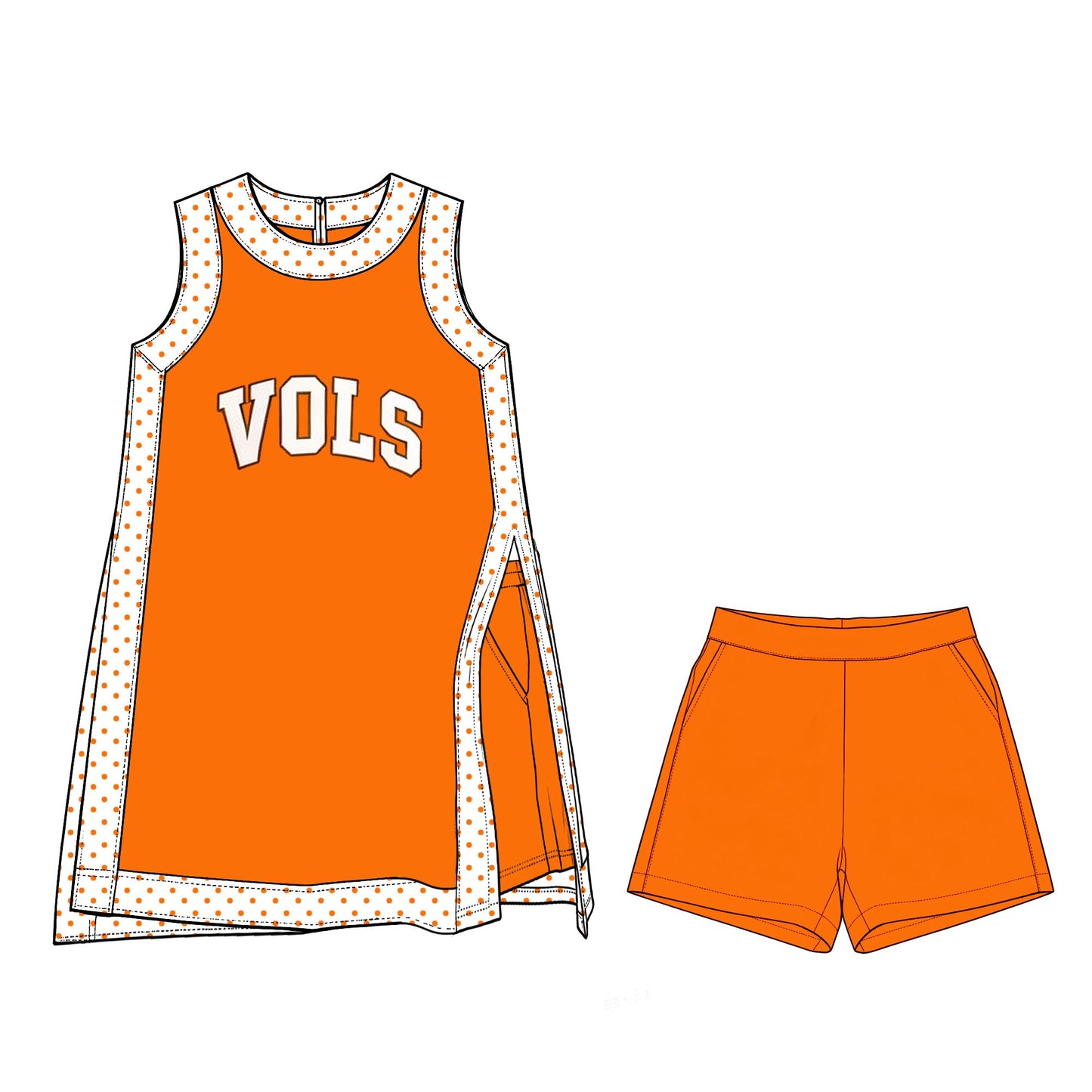 ( Moq 5 ) Preorder Baby Girls Kids Sleeveless Orange Tops Shorts Team Set Yoga Active Clothes