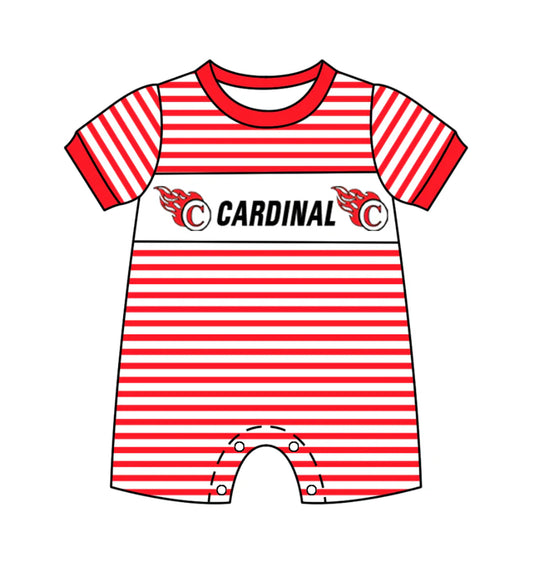 Baby Boy Short Sleeves Red Stripes Team C Romper ( Moq 5 )