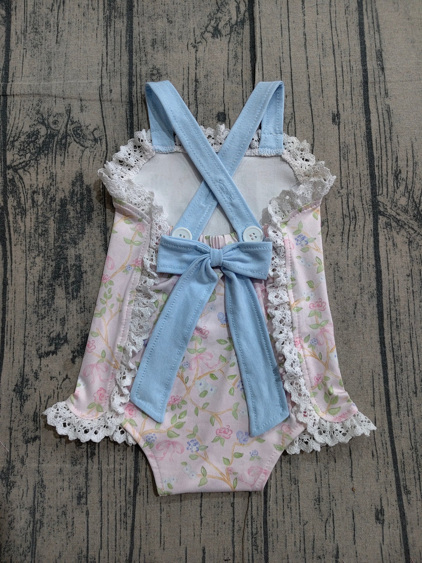 Baby Girls Infant Floral Bows Sleeveless Bubble Romper Summer Clothes RTS