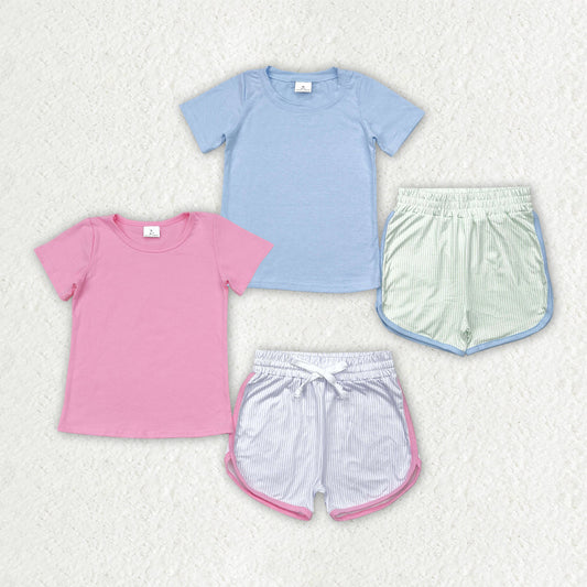 Baby Boy Girl Kids Short Sleeves Shirt Stripes Shorts Sibling Set RTS