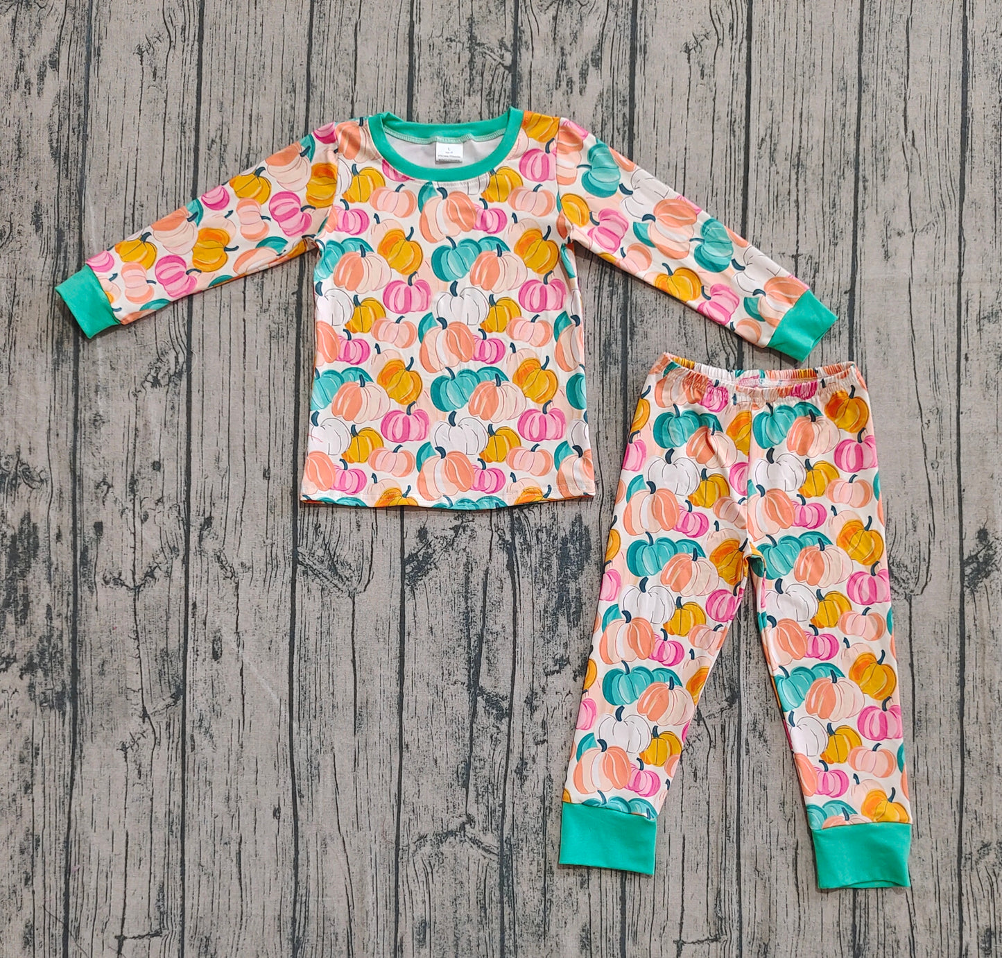 Baby Girl Long Sleeves Pumpkins Shirt Pants Fall Pajamas Thanksgiving Set RTS