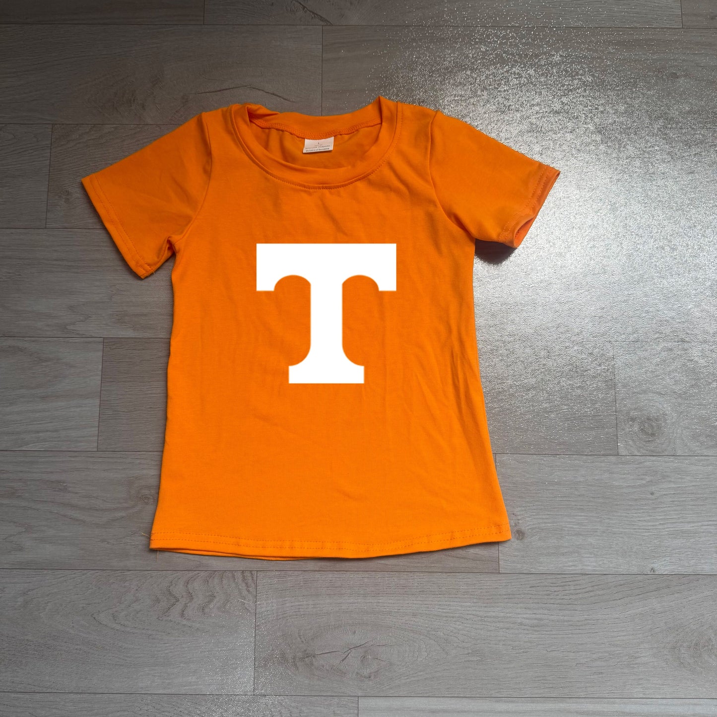 ( No moq ) Preorder Baby Boy Kids Short Sleeves Orange Vinyl Shirt Team Clothes