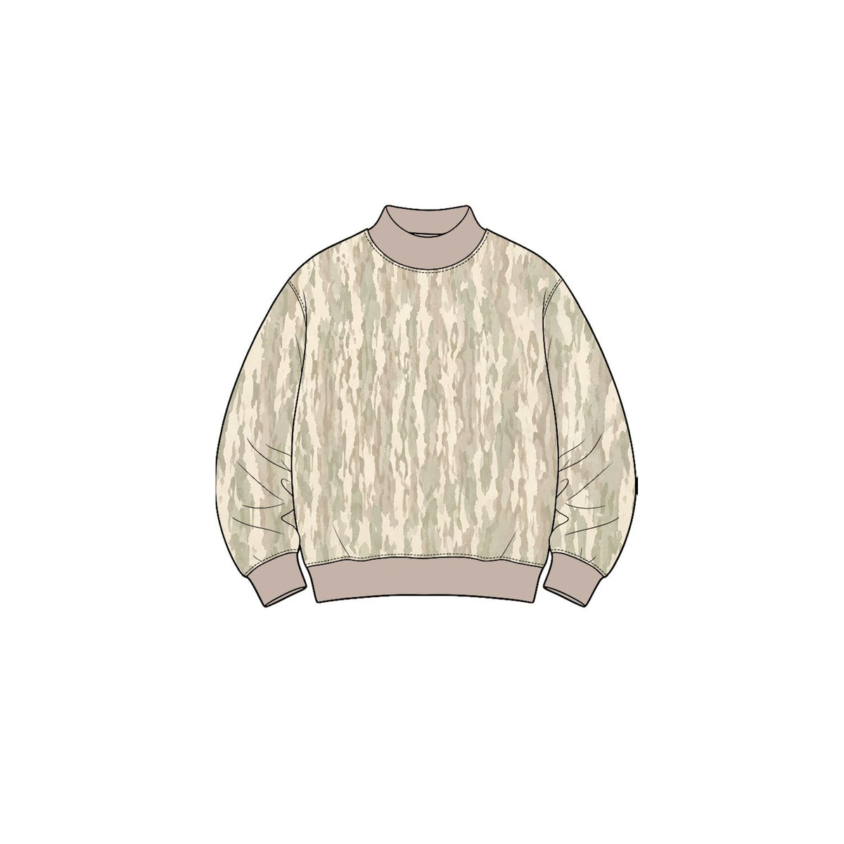( Moq 5 ) Preorder Baby Girls Kids Long Sleeves Camo Print Shirt Tops Mock Neck Clothes