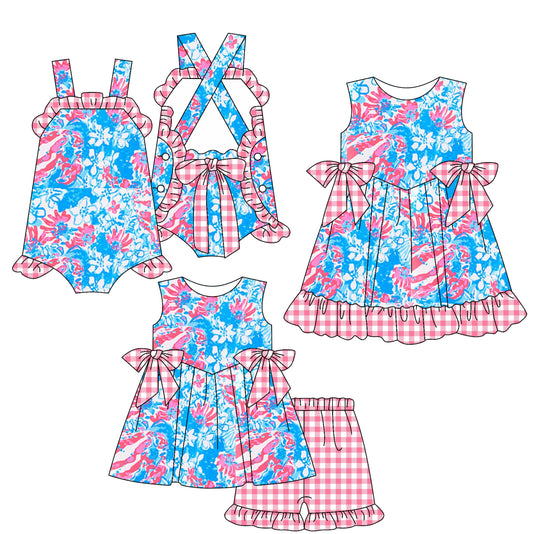 Baby Girl Straps Flower Bows Sibling Romper Dress Set ( Moq 5 Each Style ) 2.17