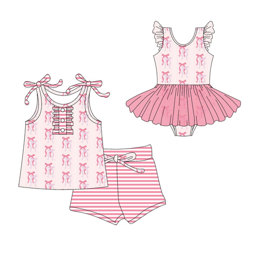 Baby Girl Summer Pink Bows Sibling Romper Set ( Moq 5 Each Style ) 3.13