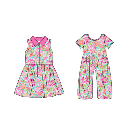 ( Moq 5 Each Style ) Baby Girl Pink Flower Sibling Summer Dress Jumpsuit 4.19