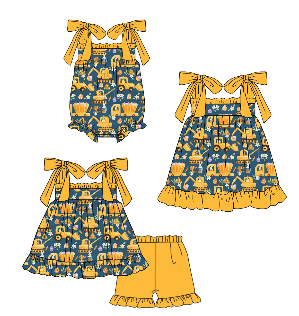 Baby Girl Straps Sibling Romper Dress Set ( Moq 5 Each Design ) 12.12