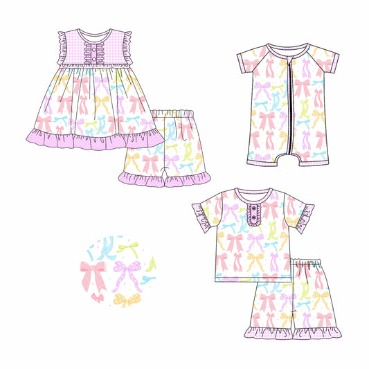 Baby Girl Checked Bows Sibling Summer Romper Set ( Moq 5 Each Style ) 2.26