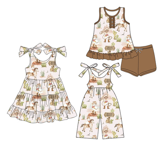 Baby Girl Straps Rodeo Western Sibling Jumpsuit Dress Set ( Moq 5 Each Style ) 3.21