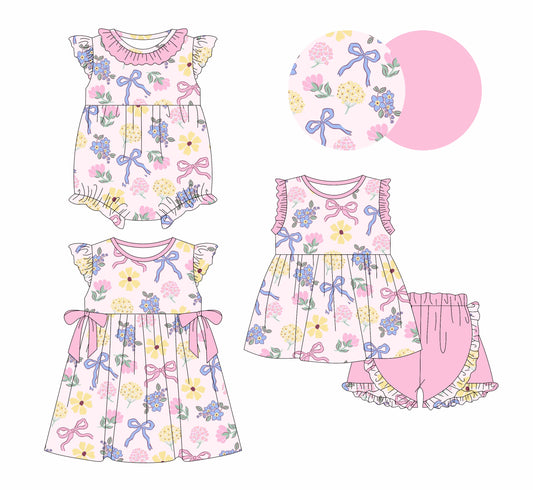 Baby Girl Flower Bows Sibling Romper Dress Set ( Moq 5 Each Style ) 1.10