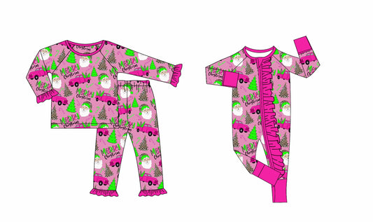 ( Moq 5 Each Style ) Baby Girl Toddler Santa Christmas Sibling Romper Set