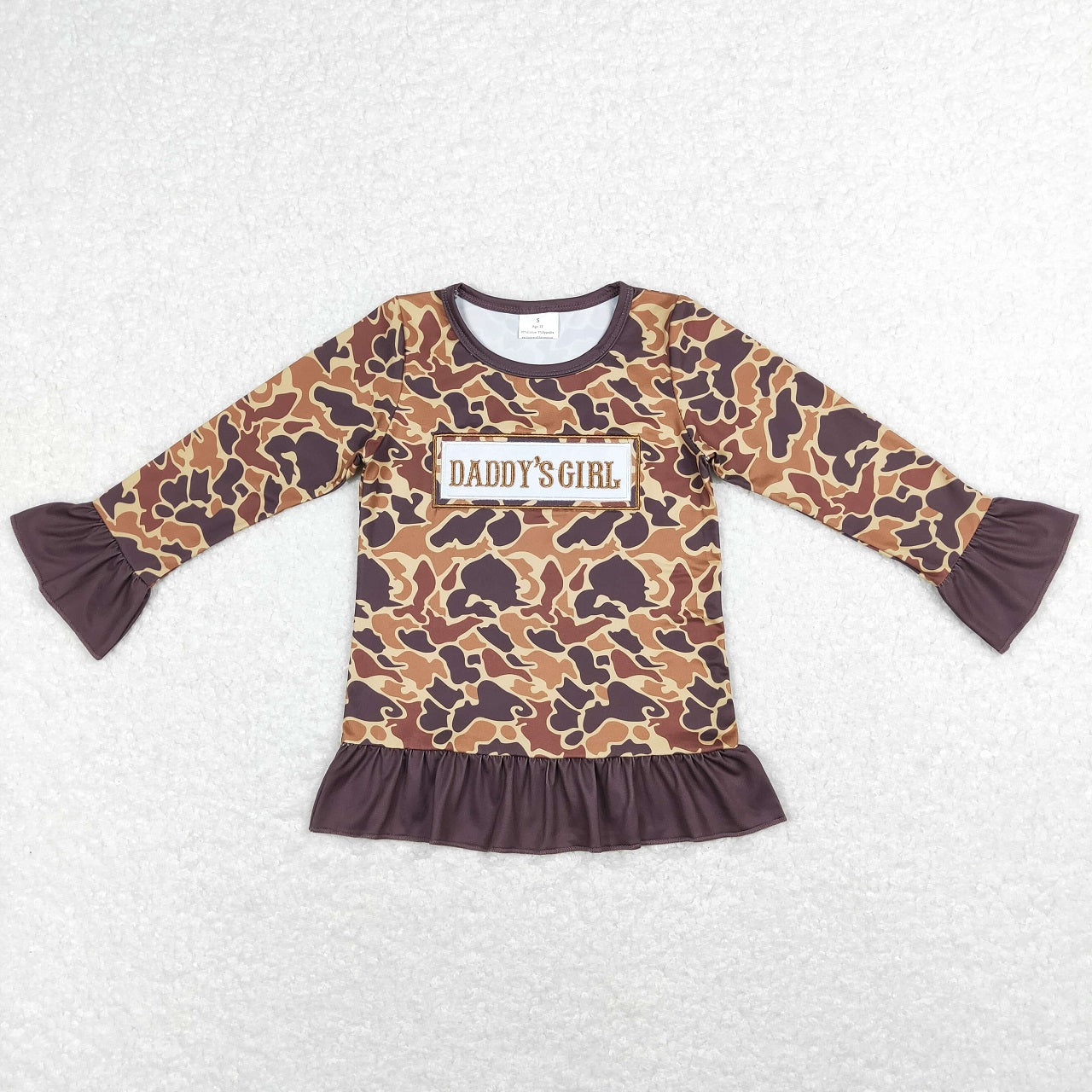 GT0404 Baby Kids Long Sleeves Daddy's Girl Embroidery Camo Shirt Tops