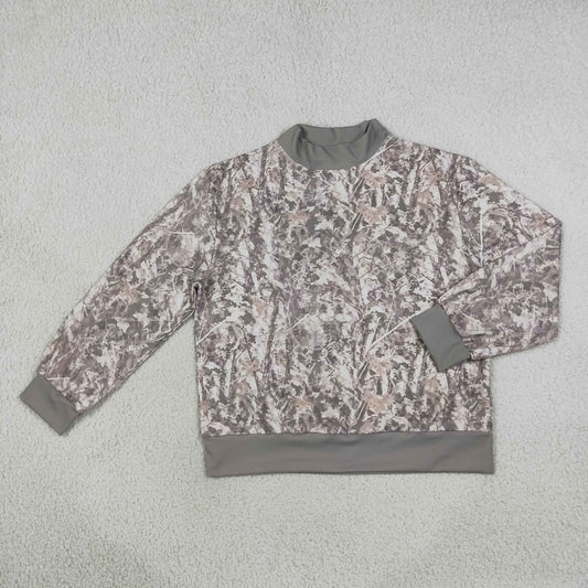 Adult Women Green Long Sleeves Shirt Tops Camo Pullover Yoga Active Clothes RTS