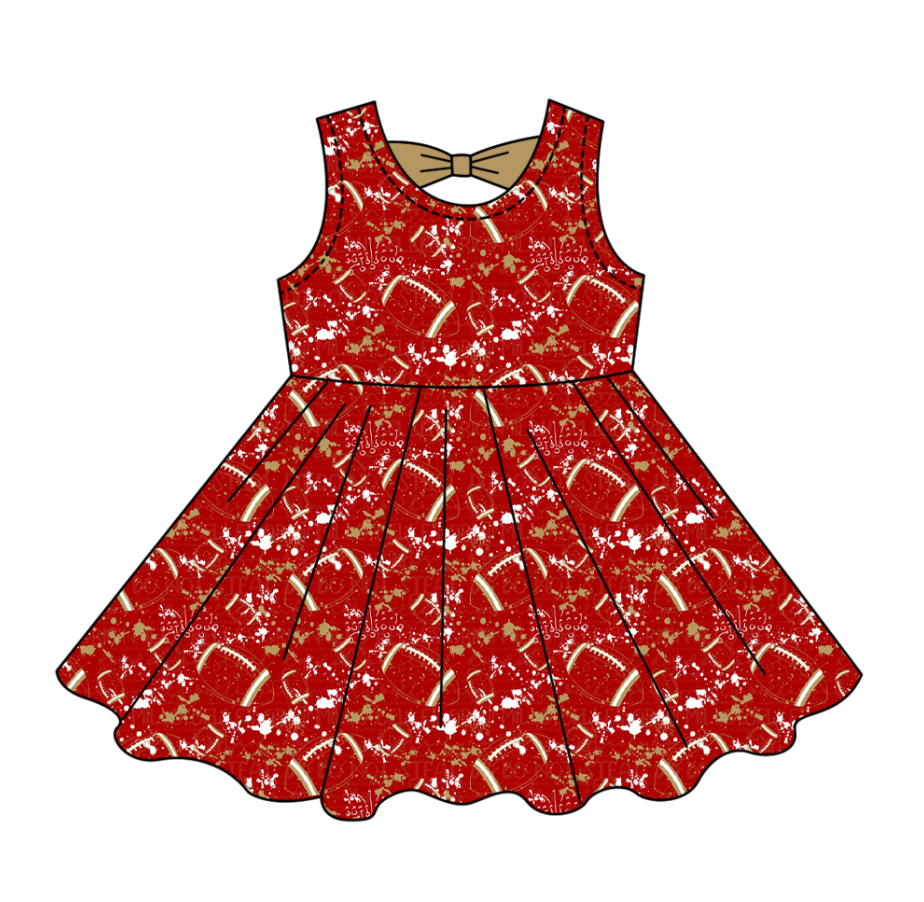 ( Moq 5 Each Style ) Baby Boys Girls Kids Football Sibling Shorts Romper Bows Dresses Set Team Red Clothes