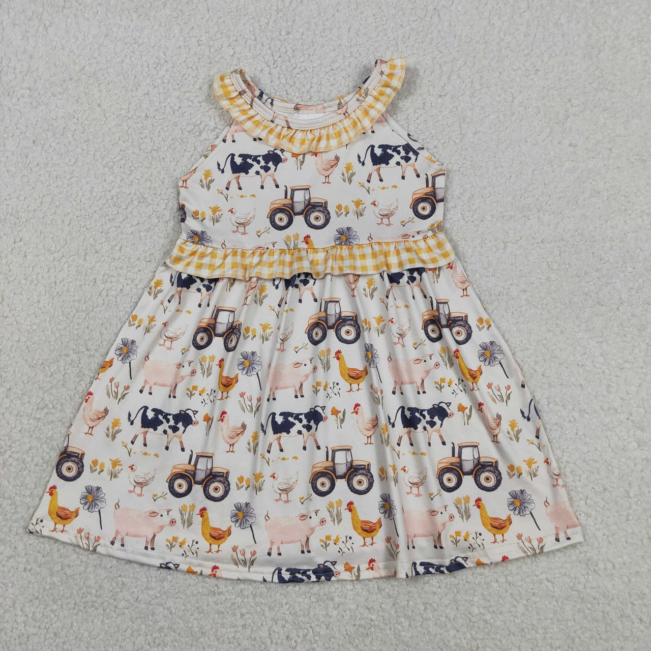 Sibling Baby Girls Kids Farm Animals Tractors Tops Shorts Set Dress Romper Summer Clothes RTS