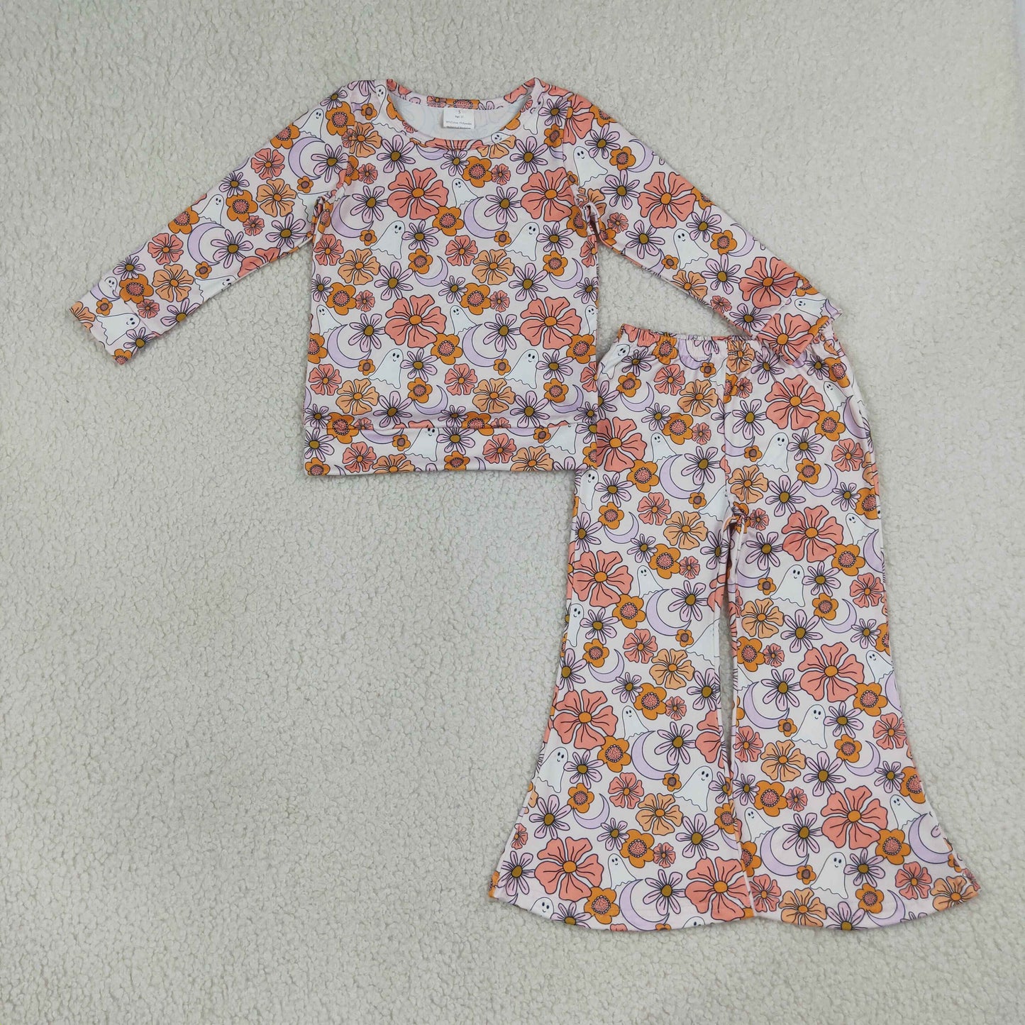 Baby Girls Kids Long Sleeves Flower Shirt Bell Pants Set Clothes RTS