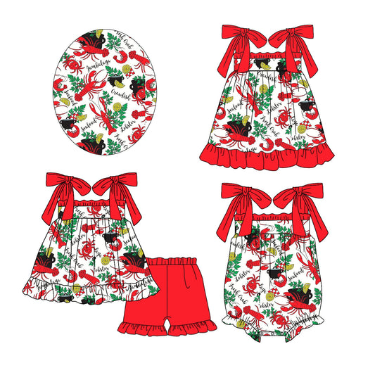 Baby Girl Straps Crawfish Sibling Romper Dress Set ( Moq 5 Each Design ) 12.14