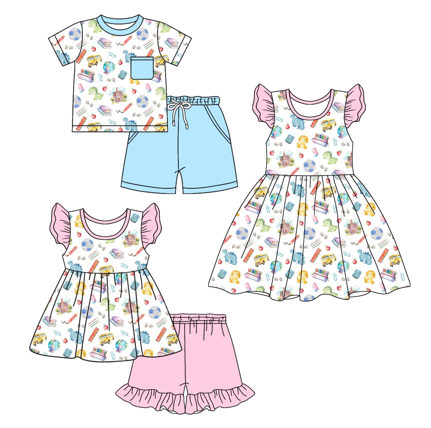 Baby Boy Girl Back To School Sibling Dress Set ( Moq 5 Each Style ) 1.6