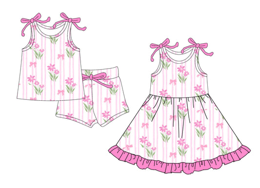 Baby Girl Straps Flower Stripes Sibling Dress Set ( Moq 5 Each Style ) 4.1