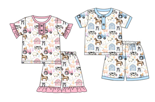 Baby Girl Farm Animals Sibling Pajamas Set ( Moq 5 Each Style ) 1.3