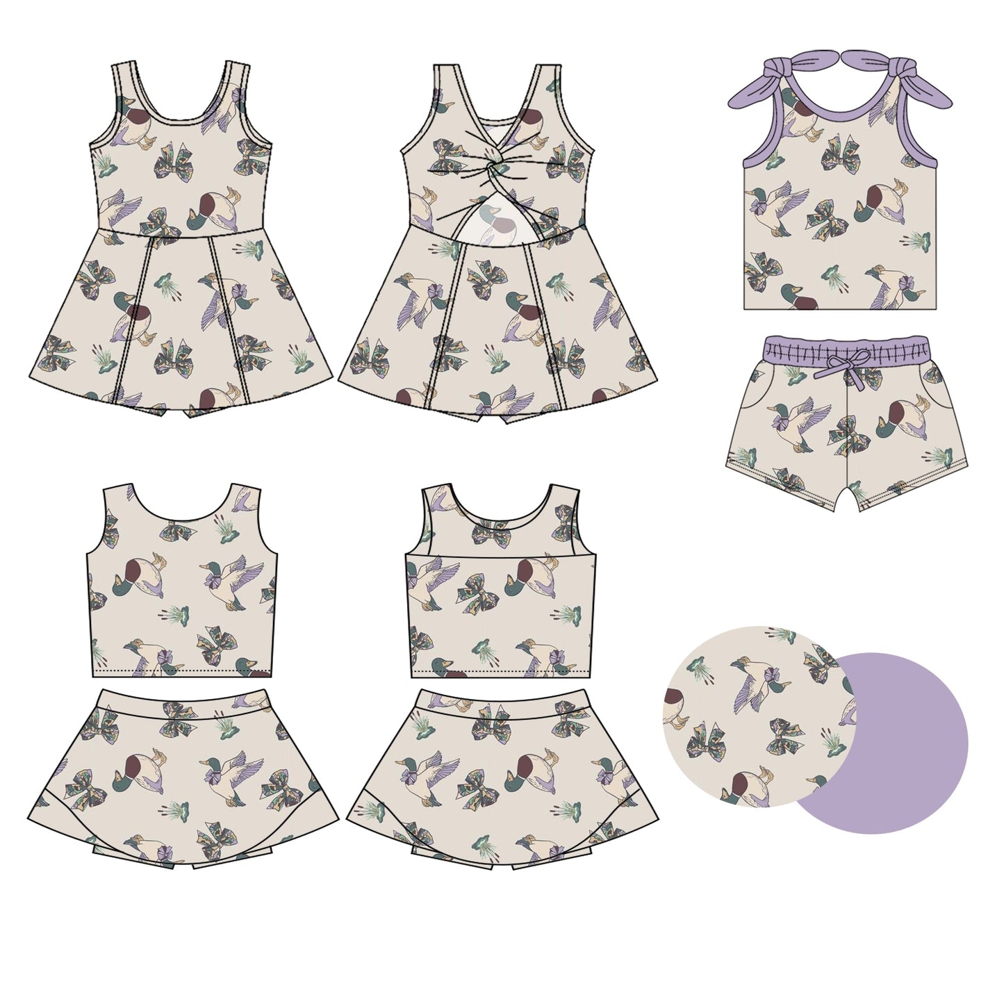 Baby Girl Sleeless Bows Ducks Sibling Dress Set ( Moq 5 Each Style ) 3.20