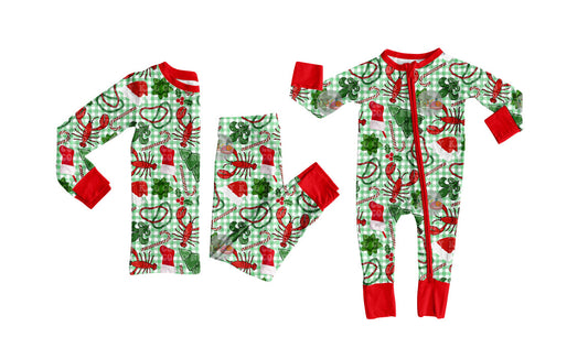 ( Moq 5 Each Style ) Baby Kids Toddler Crawfish Tree Christmas Sibling Romper Set