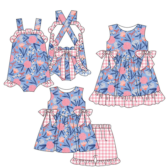 Baby Girl Bows Flower Sibling Romper Dress Set ( Moq 5 Each Style ) 2.15
