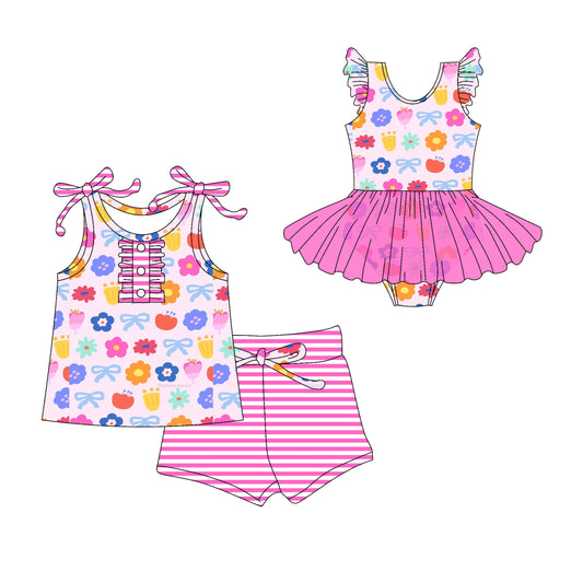 Baby Girl Summer Flower Bows Sibling Romper Set ( Moq 5 Each Style ) 3.13