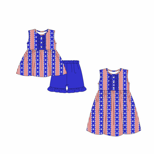 Baby Girl July 4th Stars Stripes Sibling Dress Set ( Moq 5 Each Style ) 2.12