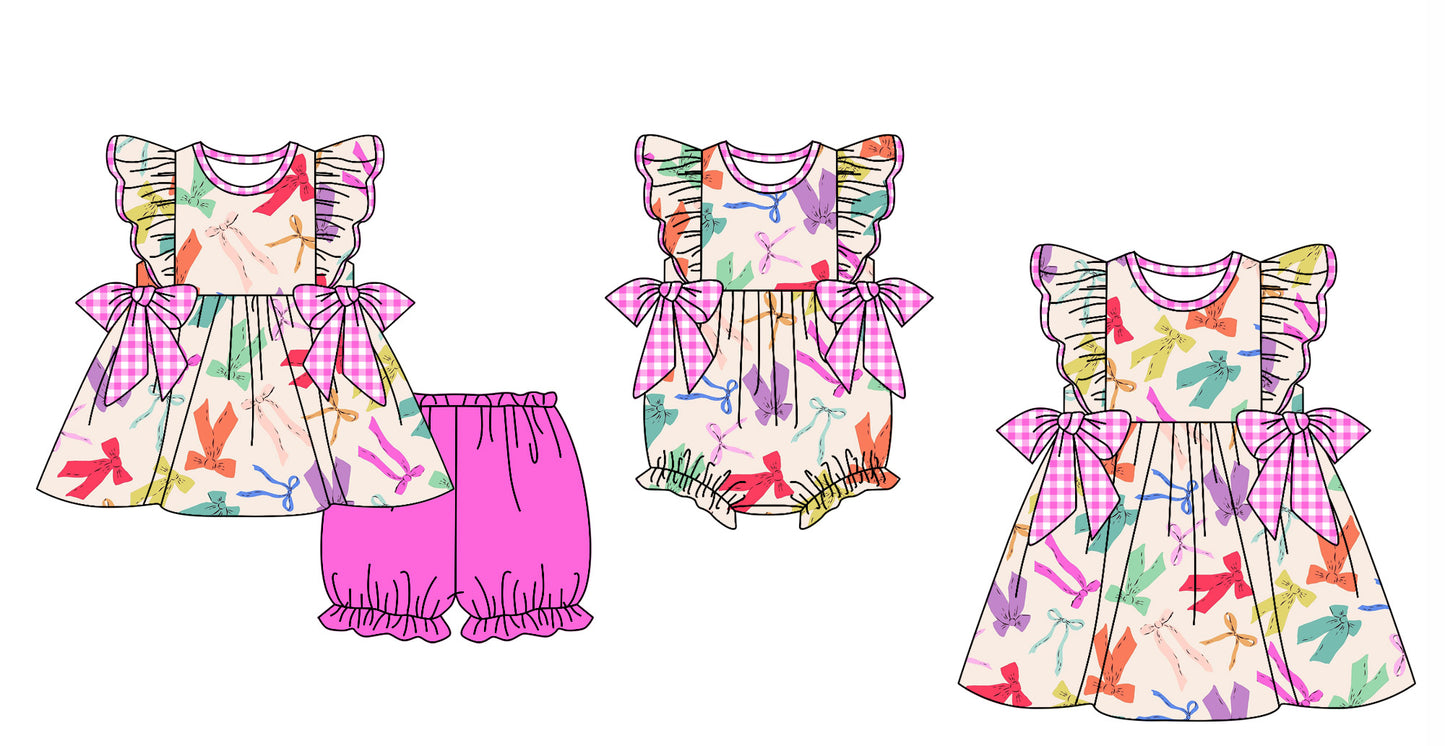 Baby Girl Short Sleeves Bows Sibling Romper Dress Clothes Set ( Moq 5 Each Design ) 11.27