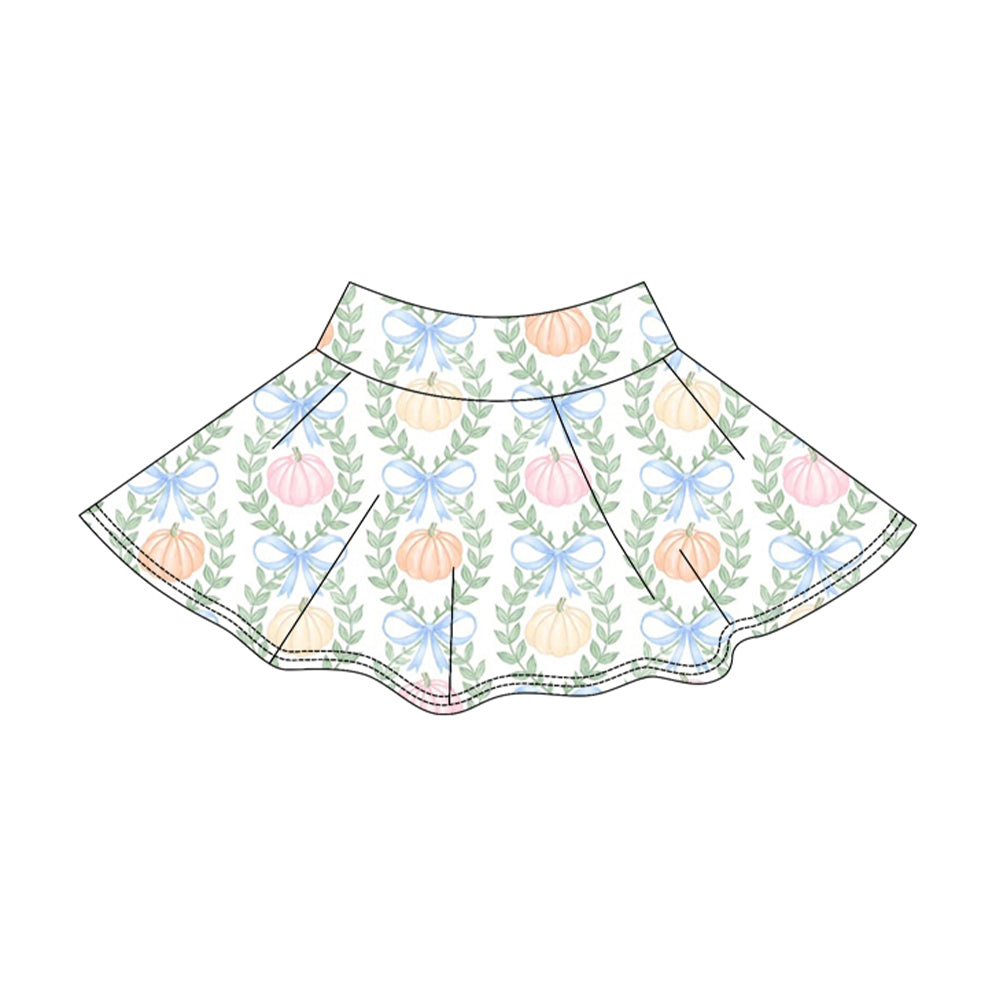 ( Moq 5 ) Preorder Baby Girls Kids Pumpkins Bows Skirt Shorts Bottoms Yoga Fall Clothes