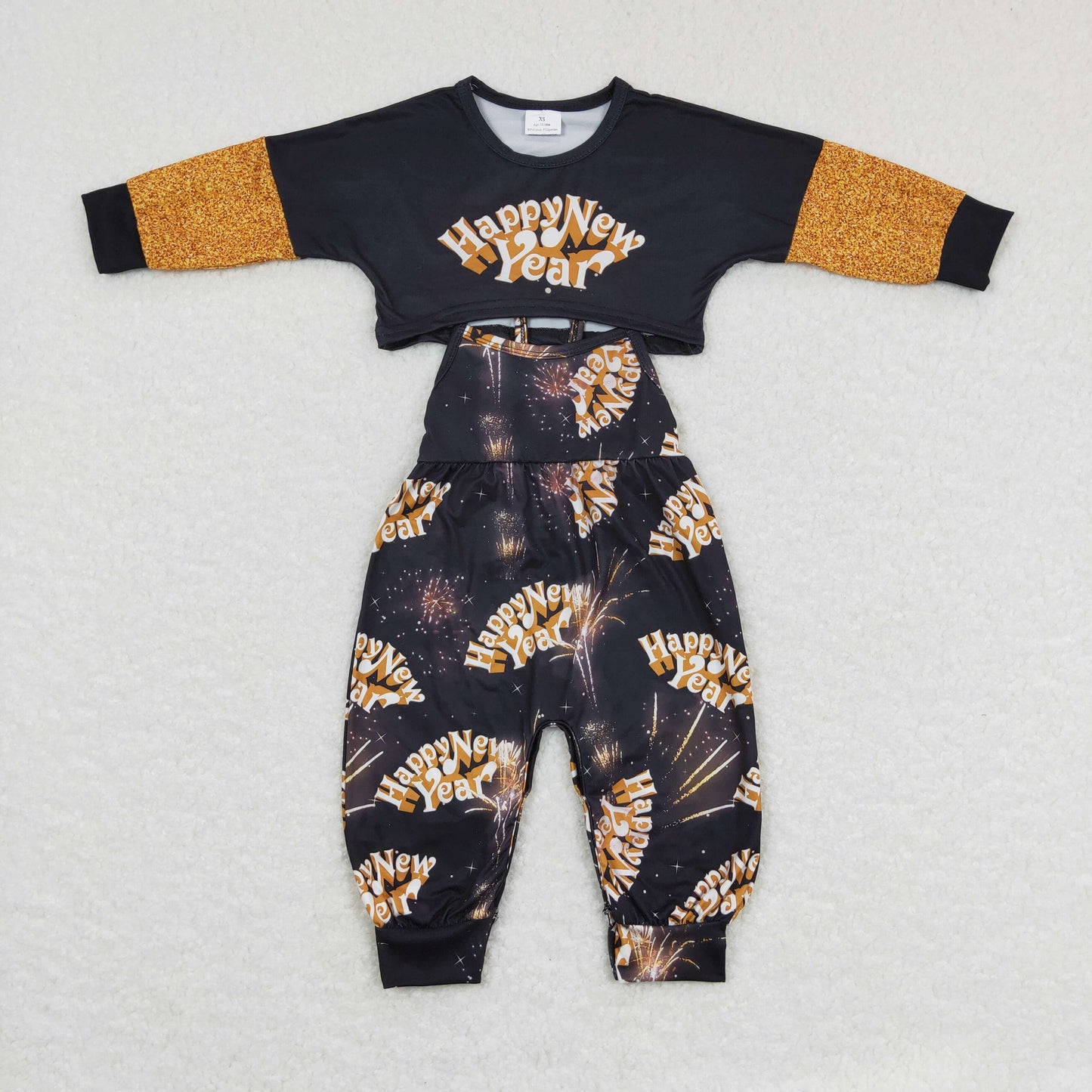 GLP0815 Baby Girl Long Sleeves Tops Happy New Year Jumpsuit Outfit