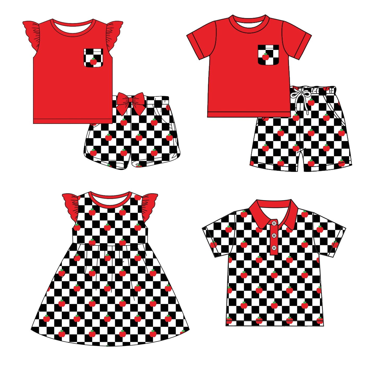 Baby Boy Girl Back To School Checked Sibling Dress Set ( Moq 5 Each Style ) 12.18