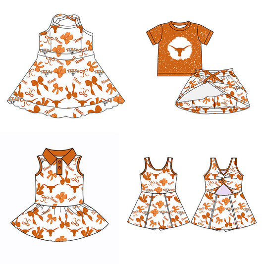 ( Moq 5 each style ) Baby Girl Team Texas Bows Sibling Dress Set 5.23