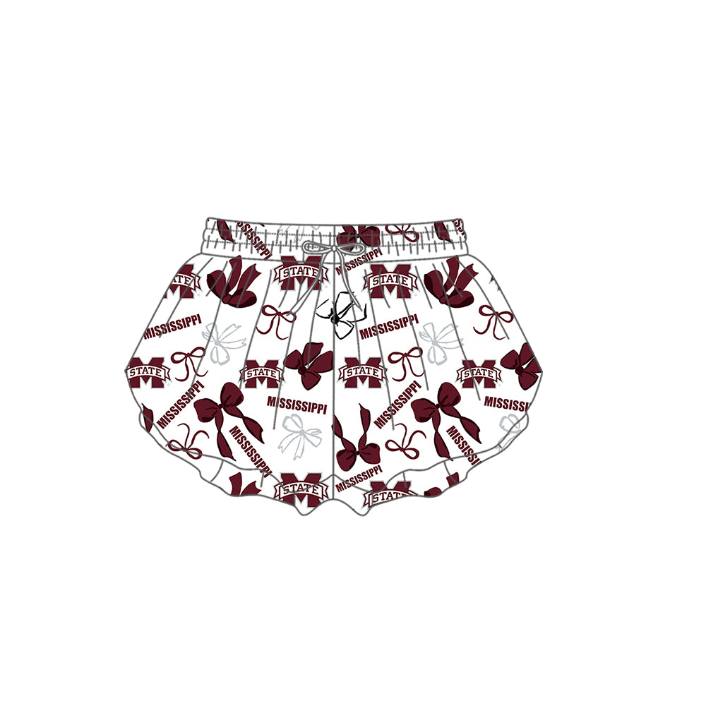 ( Moq 5 Each Style ) Baby Girls Kids Dark Red Bows Sibling Team Shorts Dresses Set